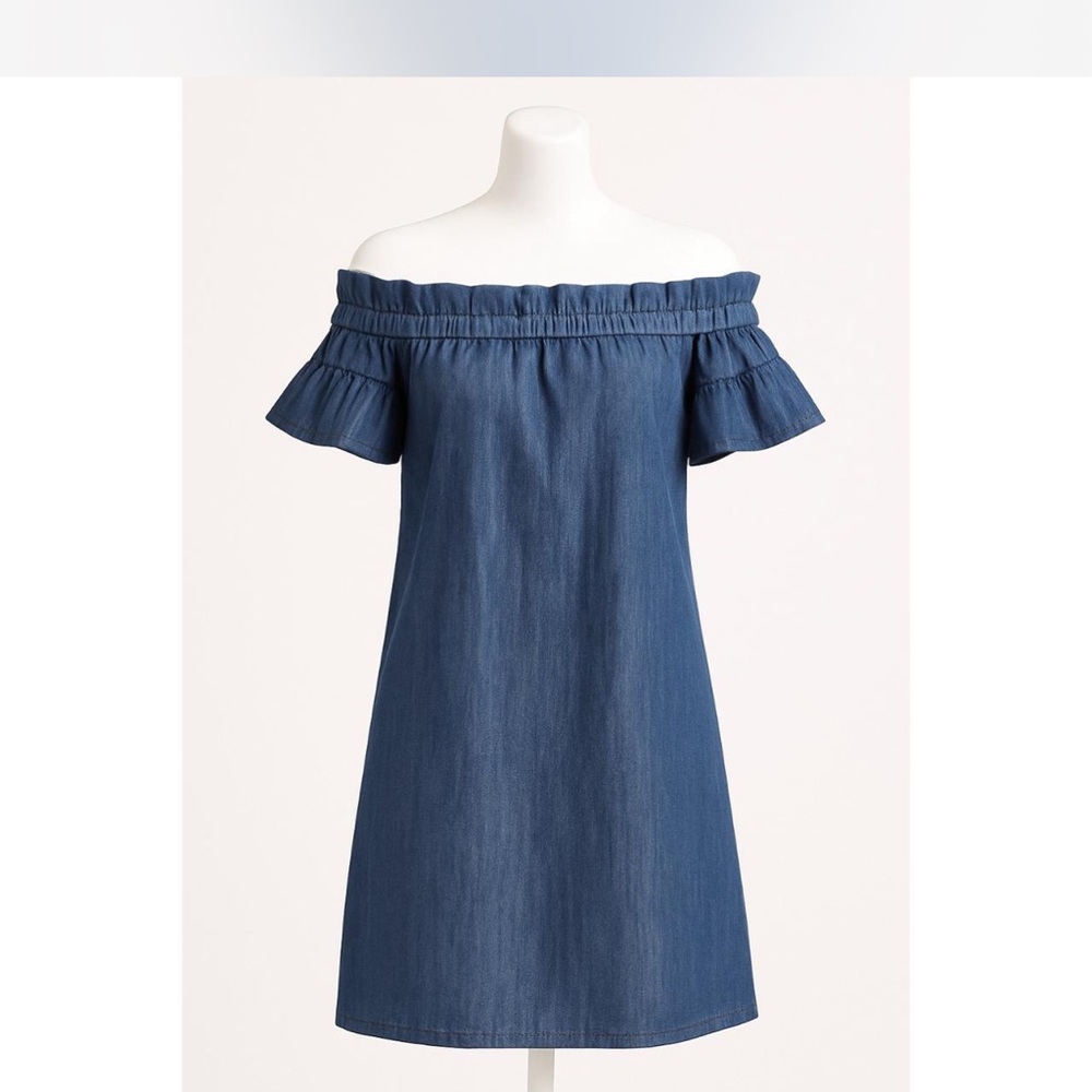 Corey Lynn Calter Denim Off-Shoulder Dress